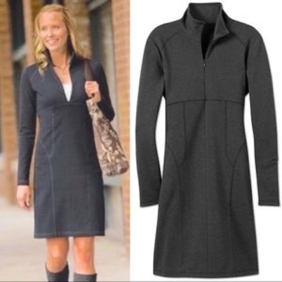 Athleta Cassidy Zip Ponte Knit Dress in Charcoal Gray Size Small Petite